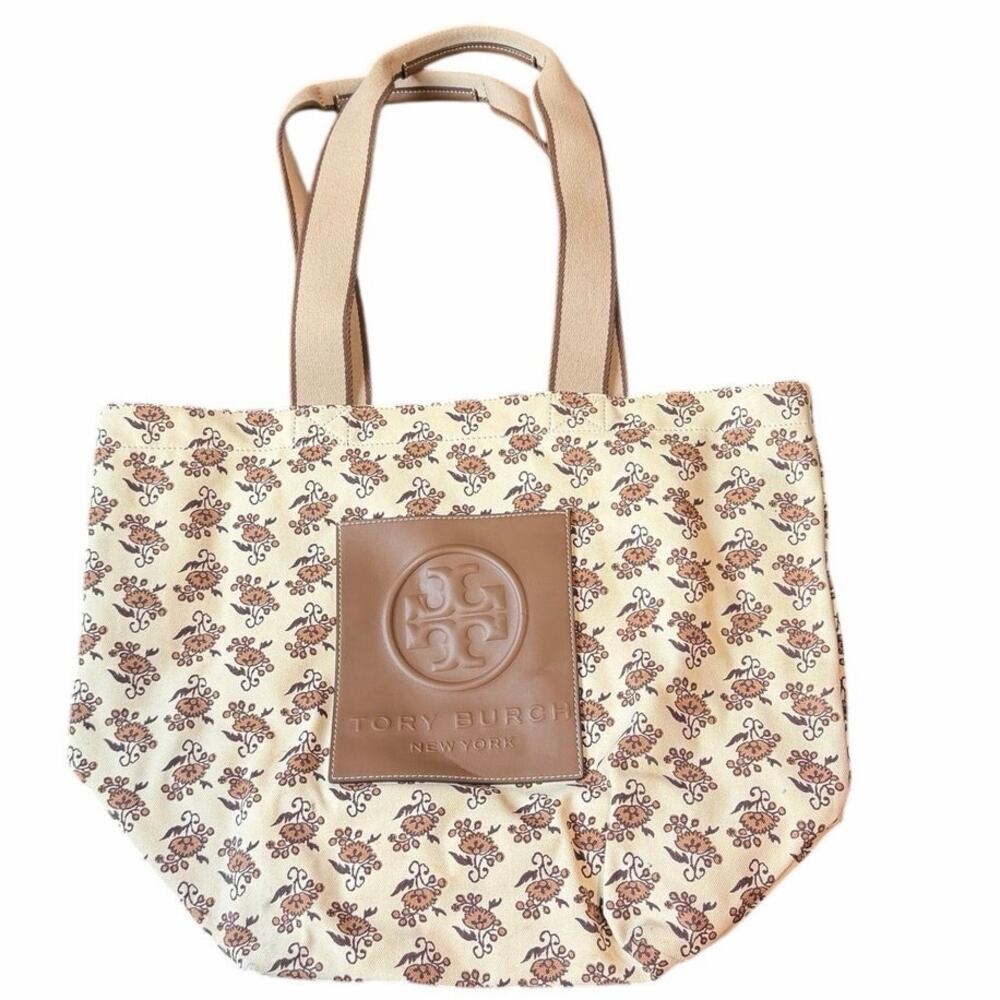 Tory Burch Gracie Printed Reversible Canvas Market Tote Bag, Curly Daisy